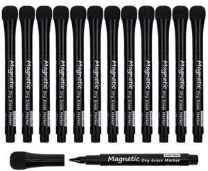 Magnetic Dry Erase Markers - Fine Tip, Black Color, 12 Pack, Low Odor Whiteboard Markers for Kids & School, Work On White board & Calendar, Refrigerator Magnetic Dry Erase Markers - Fine Tip, Black Color, 12 Pack, Low Odor Whiteboard Markers for Kids & School, Work On White board & Calendar, Refrigerator