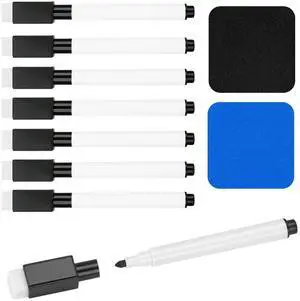 8 Pcs Black Magnetic Dry Erase Markers with Eraser, White Board Mini Dry Erase Markers with Eraser Cap, Fine Point Tip White Board Markers for Teachers Office School Supplies 8 Pcs Black Magnetic Dry Erase Markers with Eraser, White Board Mini Dry Erase Markers with Eraser Cap, Fine Point Tip White Board Markers for Teachers Office School Supplies
