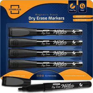 Magnetic Dry Erase Markers Fine Tip Black Color Low Odor Whiteboard Markers with Eraser Cap Thin Skinny White Board Markers for Adults Students Teachers Kids Art Home & School (4 Pack) Magnetic Dry Erase Markers Fine Tip Black Color Low Odor Whiteboard Markers with Eraser Cap Thin Skinny White Board Markers for Adults Students Teachers Kids Art Home & School (4 Pack)