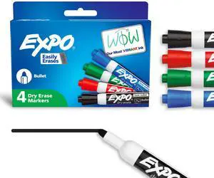 Dry Erase Markers, Low Odor Ink, Bullet Tip, 4 Count - Whiteboard, Calendar, Organization, Essential Supplies for Office, School, Classroom, Teachers Dry Erase Markers, Low Odor Ink, Bullet Tip, 4 Count - Whiteboard, Calendar, Organization, Essential Supplies for Office, School, Classroom, Teachers