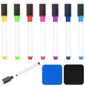 8 Pcs Colorful Magnetic Dry Erase Markers with Eraser, White Board Mini Dry Erase Markers with Eraser Cap, Fine Point Tip Student White Board Markers for Teachers Office School Supplies 8 Pcs Colorful Magnetic Dry Erase Markers with Eraser, White Board Mini Dry Erase Markers with Eraser Cap, Fine Point Tip Student White Board Markers for Teachers Office School Supplies