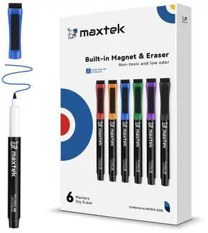Magnetic Dry Erase Markers Ultra Fine Tip, 0.7mm Extra Fine Point Thin Dry Erase Markers with Eraser for Planning Whiteboard, Calendar Boards, 6 Colors, Low Odor Magnetic Dry Erase Markers Ultra Fine Tip, 0.7mm Extra Fine Point Thin Dry Erase Markers with Eraser for Planning Whiteboard, Calendar Boards, 6 Colors, Low Odor