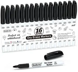 Dry Erase Markers, 16 Pack Black Whiteboard Markers,Fine Tip Dry Erase Markers for Kids,Perfect for Writing on Whiteboards, Dry-Erase Boards,Mirrors,Calender,School Office Supplies Dry Erase Markers, 16 Pack Black Whiteboard Markers,Fine Tip Dry Erase Markers for Kids,Perfect for Writing on Whiteboards, Dry-Erase Boards,Mirrors,Calender,School Office Supplies
