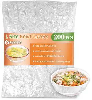 200 Pcs Bowl Covers for Bread Proofing, Plastic Shower Caps for Sourdough Bread, Food Covers Stretch Reusable Elastic, Keep Food Fresh and Dust Away 200 Pcs Bowl Covers for Bread Proofing, Plastic Shower Caps for Sourdough Bread, Food Covers Stretch Reusable Elastic, Keep Food Fresh and Dust Away
