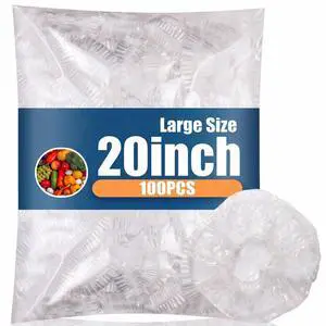 100 Pack 50CM Extra Large Bowl Covers for Bread Proofing, Elastic Food Storage Covers for Large Platters, Plastic Bowl Covers with Elastic for Sourdough Baking, Fits Watermelons, Clear 100 Pack 50CM Extra Large Bowl Covers for Bread Proofing, Elastic Food Storage Covers for Large Platters, Plastic Bowl Covers with Elastic for Sourdough Baking, Fits Watermelons, Clear