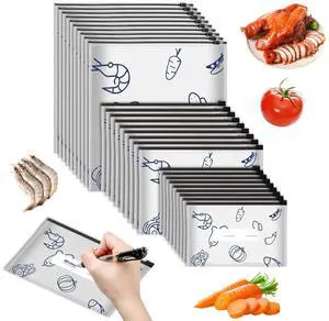 30 PCS Reusable Aluminum Foil Sealable Storage Bags, 2026 New Resealable Vacuum Zipper Pouches, Stand Up Foil Sealable Bags with Label and Zip Lock for Vegetable Fruit Meat 30 PCS Reusable Aluminum Foil Sealable Storage Bags, 2026 New Resealable Vacuum Zipper Pouches, Stand Up Foil Sealable Bags with Label and Zip Lock for Vegetable Fruit Meat