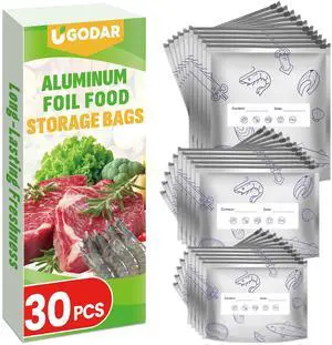 Reusable Aluminum Foil Sealable Storage Bags, 100% Light-Blocking Vacuum Zipper Pouches, Odor-Proof Stand-Up Bags with Label, Extended Freshness for Vegetable Fruit Meat (30PCS, 3 Sizes) Reusable Aluminum Foil Sealable Storage Bags, 100% Light-Blocking Vacuum Zipper Pouches, Odor-Proof Stand-Up Bags with Label, Extended Freshness for Vegetable Fruit Meat (30PCS, 3 Sizes)