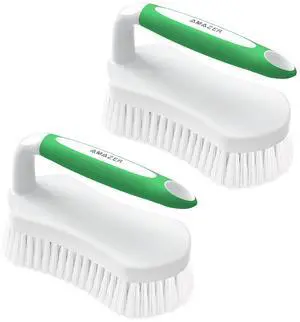 Scrub Brush for Cleaning Comfort Grip Shower Scrubber Stiff Bristles with Handle Heavy Duty Cleaner Brush for Tub Sink Carpet Floor - Pack of 2 (Green+Green) Scrub Brush for Cleaning Comfort Grip Shower Scrubber Stiff Bristles with Handle Heavy Duty Cleaner Brush for Tub Sink Carpet Floor - Pack of 2 (Green+Green)