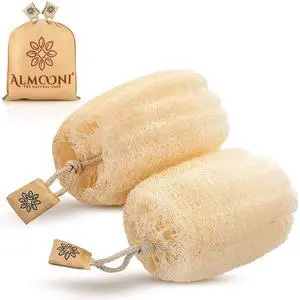 Natural Loofah Exfoliating Body Scrubber for Men and Women, Real Round Egyptian Loofah Sponge with Consistent Scrub Texture, Large Natural Shower Sponge for Body Exfoliation, 2-Count Natural Loofah Exfoliating Body Scrubber for Men and Women, Real Round Egyptian Loofah Sponge with Consistent Scrub Texture, Large Natural Shower Sponge for Body Exfoliation, 2-Count