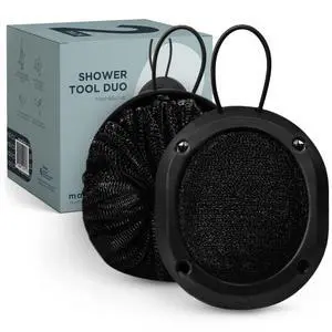 Shower Tool Duo 2-1 Shower Loofah Sponge and Exfoliating Body Scrubber (2 Pack, Black) Shower Tool Duo 2-1 Shower Loofah Sponge and Exfoliating Body Scrubber (2 Pack, Black)