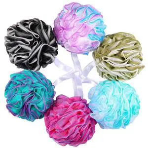 75g/Pc Large Loofahs Shower Sponge, Exfoliating Body Scrubber Shower Scrunchies Mesh Pouf Bath Sponges - Pack of 6 75g/Pc Large Loofahs Shower Sponge, Exfoliating Body Scrubber Shower Scrunchies Mesh Pouf Bath Sponges - Pack of 6
