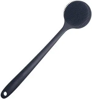 Back Scrubber for Shower Soft Silicone Bath Body Brush with Long Handle (Black) Back Scrubber for Shower Soft Silicone Bath Body Brush with Long Handle (Black)