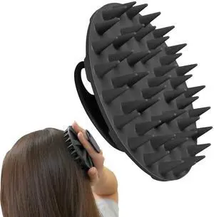 One-piece Silicone Scalp Massager Shampoo Brush Hair Wash Scrubber, Black One-piece Silicone Scalp Massager Shampoo Brush Hair Wash Scrubber, Black