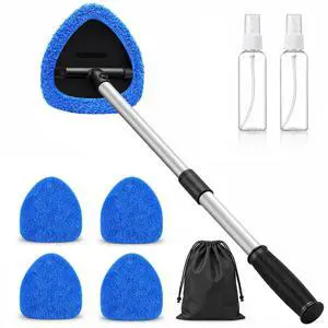 25.5" Extra-Long Reach Super Absorbent Coral Velvet Windshield Cleaner Tool, Streak-Free Windshield Cleaning Tool Kit with 5 Pads, 2 Spray Bottles & Storage Bag for Auto Glass & Home Windows, Blue 25.5" Extra-Long Reach Super Absorbent Coral Velvet Windshield Cleaner Tool, Streak-Free Windshield Cleaning Tool Kit with 5 Pads, 2 Spray Bottles & Storage Bag for Auto Glass & Home Windows, Blue