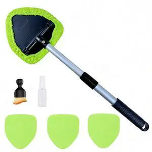Microfiber Car Windshield Cleaning Tool with Extendable Handle,Car Defogging Glass Cleaning Brush with 4 Reusable Microfiber Pads 1 Spray Bottle and 1 Car Dust Removal Brush. (Green) Microfiber Car Windshield Cleaning Tool with Extendable Handle,Car Defogging Glass Cleaning Brush with 4 Reusable Microfiber Pads 1 Spray Bottle and 1 Car Dust Removal Brush. (Green)