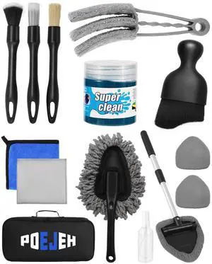 15-Piece Car Interior & Glass Cleaning Kit - 3 Graded Boar Brushes, 3-in-1 AC Vent Shutter Brush, 160g Gel, 180° Swivel Retractable Glass Brush | Auto-Focus Multi-Scenario Use 15-Piece Car Interior & Glass Cleaning Kit - 3 Graded Boar Brushes, 3-in-1 AC Vent Shutter Brush, 160g Gel, 180° Swivel Retractable Glass Brush | Auto-Focus Multi-Scenario Use