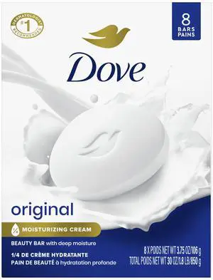 Beauty Bar Soap Original 8 Count for Soft, Smooth Skin, with 1/4 Moisturizing Cream 3.75 oz Beauty Bar Soap Original 8 Count for Soft, Smooth Skin, with 1/4 Moisturizing Cream 3.75 oz