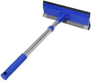 2-in-1 Car Windshield Squeegee and Sponge Scrubber for Cleaning and Washing, Rubber Blade Cleaner with Handle, Retractable car Wipers Suitable for All Vehicles, Blue 2-in-1 Car Windshield Squeegee and Sponge Scrubber for Cleaning and Washing, Rubber Blade Cleaner with Handle, Retractable car Wipers Suitable for All Vehicles, Blue