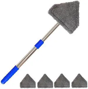 Windshield Squeegee Car Cleaning Tool, Equipped with 4 Reusable and Washable Ultra-Fine Fiber Pads, 13-16.7 inches Extendable Handle Can Rotate 180° Suitable for Car Glass and Household Windows Windshield Squeegee Car Cleaning Tool, Equipped with 4 Reusable and Washable Ultra-Fine Fiber Pads, 13-16.7 inches Extendable Handle Can Rotate 180° Suitable for Car Glass and Household Windows