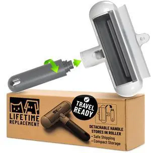 Travel Pet Hair Removal Tool w/Fur Trapping Compartment and Detachable Handle, 60% Smaller Storage Size, Reusable Shedding Roller, Cat and Dog Hair Remover for Furniture, Couch (Gray/White) Travel Pet Hair Removal Tool w/Fur Trapping Compartment and Detachable Handle, 60% Smaller Storage Size, Reusable Shedding Roller, Cat and Dog Hair Remover for Furniture, Couch (Gray/White)