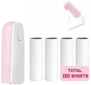 Mini Travel Lint Roller with 150 Sticky Sheets, Compact Portable Pet Hair Remover with Cover for Clothes, Travel, Small Foldable Lint Roller for Purse Car Bag Essentials (Pink) Mini Travel Lint Roller with 150 Sticky Sheets, Compact Portable Pet Hair Remover with Cover for Clothes, Travel, Small Foldable Lint Roller for Purse Car Bag Essentials (Pink)