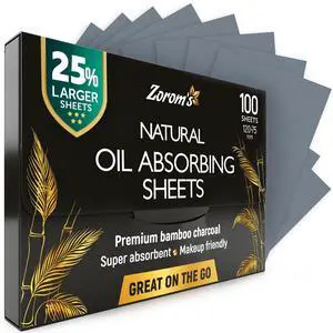 Natural Oil Blotting Sheets for Face with Bamboo Charcoal - 25% Larger - 1pk/100 Makeup Friendly Oil Absorbing Sheets for Face - Easy Dispensing Blotting Papers - Perfect for Keeping in Purse Natural Oil Blotting Sheets for Face with Bamboo Charcoal - 25% Larger - 1pk/100 Makeup Friendly Oil Absorbing Sheets for Face - Easy Dispensing Blotting Papers - Perfect for Keeping in Purse