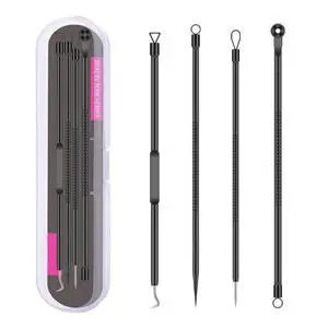 Blackhead Remover Pimple Popper Tool Kit 4 Pcs Acne Comedone Zit Blackhead Extractor Tool for Nose Face,Stainless Steel Whitehead Popping Removal Tool Set Blackhead Remover Pimple Popper Tool Kit 4 Pcs Acne Comedone Zit Blackhead Extractor Tool for Nose Face,Stainless Steel Whitehead Popping Removal Tool Set