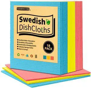 Swedish Dishcloths, 18 Pack Kitchen Towels Dish Rags, Absorbent Swedish Dish Towels for Kitchen, Non-Scratch Cellulose Cleaning Wipes, Biodegradable Washable Reusable Paper Towels Swedish Dishcloths, 18 Pack Kitchen Towels Dish Rags, Absorbent Swedish Dish Towels for Kitchen, Non-Scratch Cellulose Cleaning Wipes, Biodegradable Washable Reusable Paper Towels