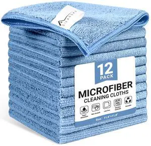 Microfiber Cleaning Cloth, 12 Pack Blue Cleaning Rags for Housekeeping, Reusable Microfiber Towels for Car, Kitchen, Bathroom and Household Cleaning Supplies, 11.8"X11.8" Microfiber Cleaning Cloth, 12 Pack Blue Cleaning Rags for Housekeeping, Reusable Microfiber Towels for Car, Kitchen, Bathroom and Household Cleaning Supplies, 11.8"X11.8"