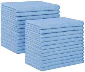 Blue Microfiber Cleaning Cloth, 24 Pack Absorbent Cleaning Rags, Lint-Free, Streak-Free Cleaning Towels for Car Kitchen House, 12"X11" Blue Microfiber Cleaning Cloth, 24 Pack Absorbent Cleaning Rags, Lint-Free, Streak-Free Cleaning Towels for Car Kitchen House, 12"X11"