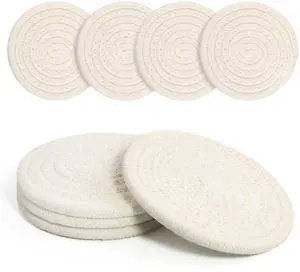 Coasters Set of 4 for Drinks, Cotton Woven 4 Colors Absorbent Boho Coasters for Home Decor Cups - Hot or Cold Drink Thickened (White) Coasters Set of 4 for Drinks, Cotton Woven 4 Colors Absorbent Boho Coasters for Home Decor Cups - Hot or Cold Drink Thickened (White)