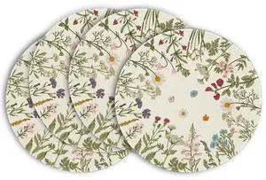 Antique Herbs Wild Flowers Spring Placemats Set of 4, 14 Inch Summer Round Table Mats for Dining Decoration Antique Herbs Wild Flowers Spring Placemats Set of 4, 14 Inch Summer Round Table Mats for Dining Decoration