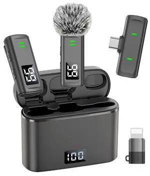 Wireless Lavalier Microphone for iPhone 17/16/15 Android - Mini Phone Microphone Clip on Lapel Mic with 35H Charging Case for Video Recording TikTok YouTube, 75Ft Transmission Wireless Lavalier Microphone for iPhone 17/16/15 Android - Mini Phone Microphone Clip on Lapel Mic with 35H Charging Case for Video Recording TikTok YouTube, 75Ft Transmission