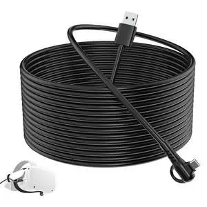 Long Link Cable for Quest 3/2/Quest, 16.4ft/5m USB C 3.2 Gen1 Cable for PC Gaming & VR Headset, Fast Charging & High Speed Data Transfer 90 Degree Type C to USB A Fast Charger Cord Long Link Cable for Quest 3/2/Quest, 16.4ft/5m USB C 3.2 Gen1 Cable for PC Gaming & VR Headset, Fast Charging & High Speed Data Transfer 90 Degree Type C to USB A Fast Charger Cord
