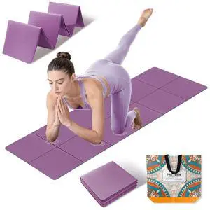 Foldable Yoga Mat Thick Non-Slip Exercise Mat - Packable Travel Fitness Mat with Carrying Bag for Yoga, Pilates, Workout, Home & Gym (purple) Foldable Yoga Mat Thick Non-Slip Exercise Mat - Packable Travel Fitness Mat with Carrying Bag for Yoga, Pilates, Workout, Home & Gym (purple)