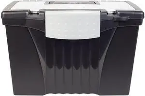 Legal File Box with Organizer Lid Plastic Office File Storage Box for Letter and Legal Hanging Folders, Obsidian, 1-Count (61510A01C) Legal File Box with Organizer Lid Plastic Office File Storage Box for Letter and Legal Hanging Folders, Obsidian, 1-Count (61510A01C)