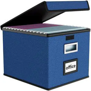 File Organizer Box with Lid, Collapsible File Folder Organizer for Office Document Storage, Filing Box with Plastic Slide for Letter Size Hanging File Folders(1 Pack, Royal Blue) File Organizer Box with Lid, Collapsible File Folder Organizer for Office Document Storage, Filing Box with Plastic Slide for Letter Size Hanging File Folders(1 Pack, Royal Blue)