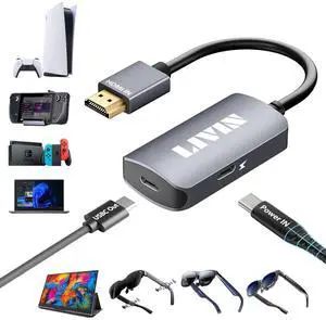 HDMI to USB C Adapter (4K@60Hz) Portable Monitor, AR Glasses XREAL OneAir 2 Pro/VITURE Pro/RayNeo Air 2s/Rokid, HDMI Male(Source) to USB C Female(Display) Laptop,Switch,ROG Ally,Steam Deck,PS4/5,Xbox HDMI to USB C Adapter (4K@60Hz) Portable Monitor, AR Glasses XREAL OneAir 2 Pro/VITURE Pro/RayNeo Air 2s/Rokid, HDMI Male(Source) to USB C Female(Display) Laptop,Switch,ROG Ally,Steam Deck,PS4/5,Xbox