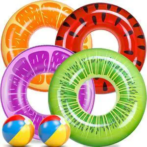 6 Pack Pool Floats Kids, Pool Swim Tubes Rings(4 Pack) - 4Pcs Inflatable Big Floaties Beach Swimming Toys with 2Pcs Beach Balls for Adults Raft Floaties Toddlers 6 Pack Pool Floats Kids, Pool Swim Tubes Rings(4 Pack) - 4Pcs Inflatable Big Floaties Beach Swimming Toys with 2Pcs Beach Balls for Adults Raft Floaties Toddlers
