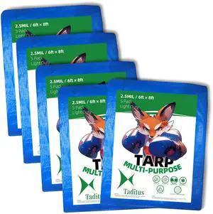 2.5 Mil Waterproof Tarp 6x8 Ft (5 Pack) | All-Weather Light Duty Upgraded 2.0 | Camping DIY Home Cover 2.5 Mil Waterproof Tarp 6x8 Ft (5 Pack) | All-Weather Light Duty Upgraded 2.0 | Camping DIY Home Cover
