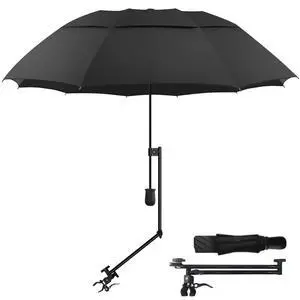 UPF 50+ Golf Umbrella with Adjustable Universal Clamp Portable Umbrellas for Rain, Manual Open & Close (Black, 43.3'') UPF 50+ Golf Umbrella with Adjustable Universal Clamp Portable Umbrellas for Rain, Manual Open & Close (Black, 43.3'')