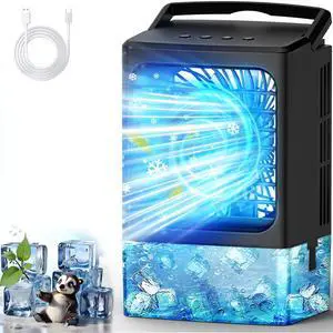 Mini Air Conditioner,Portable Air Conditioners,Evaporative Air Cooler Humidifier, 3 Speed Quiet Personal Cooling Fan, 7-Color LED Night Light, 4/8H Timer for Bedroom, Office, Camping, Room,Home Mini Air Conditioner,Portable Air Conditioners,Evaporative Air Cooler Humidifier, 3 Speed Quiet Personal Cooling Fan, 7-Color LED Night Light, 4/8H Timer for Bedroom, Office, Camping, Room,Home
