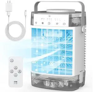 Portable Air Conditioners, Air Cooler with Remoter Evaporative Personal Mini AC, 3 Wind Speed, 2-4-8H Timer, 3 Modes, Colorful Night Light, Portable AC for Room, Car, Bedroom, Camping Portable Air Conditioners, Air Cooler with Remoter Evaporative Personal Mini AC, 3 Wind Speed, 2-4-8H Timer, 3 Modes, Colorful Night Light, Portable AC for Room, Car, Bedroom, Camping