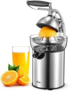 Electric Citrus Juicer Squeezer, Electric Juicer for Orange, Lemon and Limes with Rubber Handle and Two Size Cones, Anti-Drip Spout, Easy to Clean and Use, BPA Free, Black/Stainless Steel Electric Citrus Juicer Squeezer, Electric Juicer for Orange, Lemon and Limes with Rubber Handle and Two Size Cones, Anti-Drip Spout, Easy to Clean and Use, BPA Free, Black/Stainless Steel