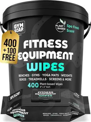 Gym & Yoga Mat Cleaner Wipes, Plant Based - 500 Gym Equipment Wipes to Clean Exercise Equipment, Treadmill, Peloton Bikes - Gym Supplies, Yoga Supplier, Cleaning Wipes for Home & Gym - Spa Fresh Scent Gym & Yoga Mat Cleaner Wipes, Plant Based - 500 Gym Equipment Wipes to Clean Exercise Equipment, Treadmill, Peloton Bikes - Gym Supplies, Yoga Supplier, Cleaning Wipes for Home & Gym - Spa Fresh Scent