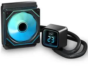 120MM CPU Liquid Cooler with Digital Display Pump,AIO CPU Water Cooler,120mm ARGB PWM Fans,28 Led Besds,LGA 1700/1200/115X/1366/775&AM5/AM4 120MM CPU Liquid Cooler with Digital Display Pump,AIO CPU Water Cooler,120mm ARGB PWM Fans,28 Led Besds,LGA 1700/1200/115X/1366/775&AM5/AM4