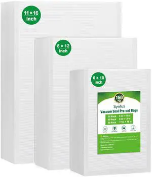 Vacuum Sealer Bags, 150 Gallon 11" x 16" and Quart 8" x 12" and Pint 6" x 10" Commercial Grade PreCut Bag, BPA Free Food Vac Bags for Storage, Meal Prep or Sous Vide Vacuum Sealer Bags, 150 Gallon 11" x 16" and Quart 8" x 12" and Pint 6" x 10" Commercial Grade PreCut Bag, BPA Free Food Vac Bags for Storage, Meal Prep or Sous Vide