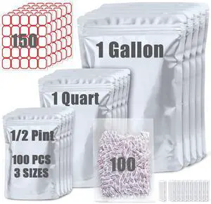 100 Pack Mylar Bags for Food Storage with 100x300cc Oxygen Absorbers - 9 Mil 10"x14", 9Mil 6"x9", 9Mil 4.3"x6.3" - Resealable Bags for Packaging Products & Ziplock Food Grade Bag for Storage 100 Pack Mylar Bags for Food Storage with 100x300cc Oxygen Absorbers - 9 Mil 10"x14", 9Mil 6"x9", 9Mil 4.3"x6.3" - Resealable Bags for Packaging Products & Ziplock Food Grade Bag for Storage