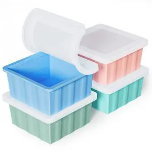 Silicone Freezer Tray for Soup Ice Cubes: 2-Cup Freezing Trays with Lid for Meal Prep - 4Pack Silicon Soup Portion Freeze Tray Make Stock Souped Ice Cube Silicone Freezer Tray for Soup Ice Cubes: 2-Cup Freezing Trays with Lid for Meal Prep - 4Pack Silicon Soup Portion Freeze Tray Make Stock Souped Ice Cube