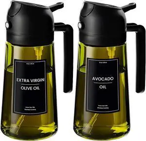 16oz/470ml Glass Olive Oil Sprayer for Cooking - 2 in 1 Olive Oil Dispenser for Kitchen Gadgets, Air Fryer, Salad, and BBQ (Black & Black) 16oz/470ml Glass Olive Oil Sprayer for Cooking - 2 in 1 Olive Oil Dispenser for Kitchen Gadgets, Air Fryer, Salad, and BBQ (Black & Black)